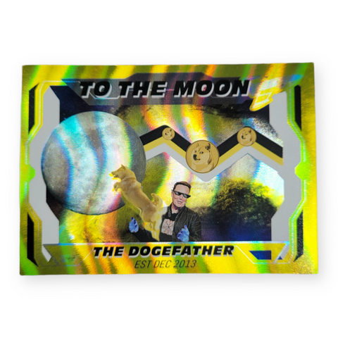 What's more fun than HODLING Dogecoin? How about HOLDING your very own Dogecoin trading card! Limited to 400, these super dope, super rare holographic prizm style cards are individually numbered & delivered in a soft sleeve + plastic top loader, to keep it protected and in mint condition. To the Moon!!!